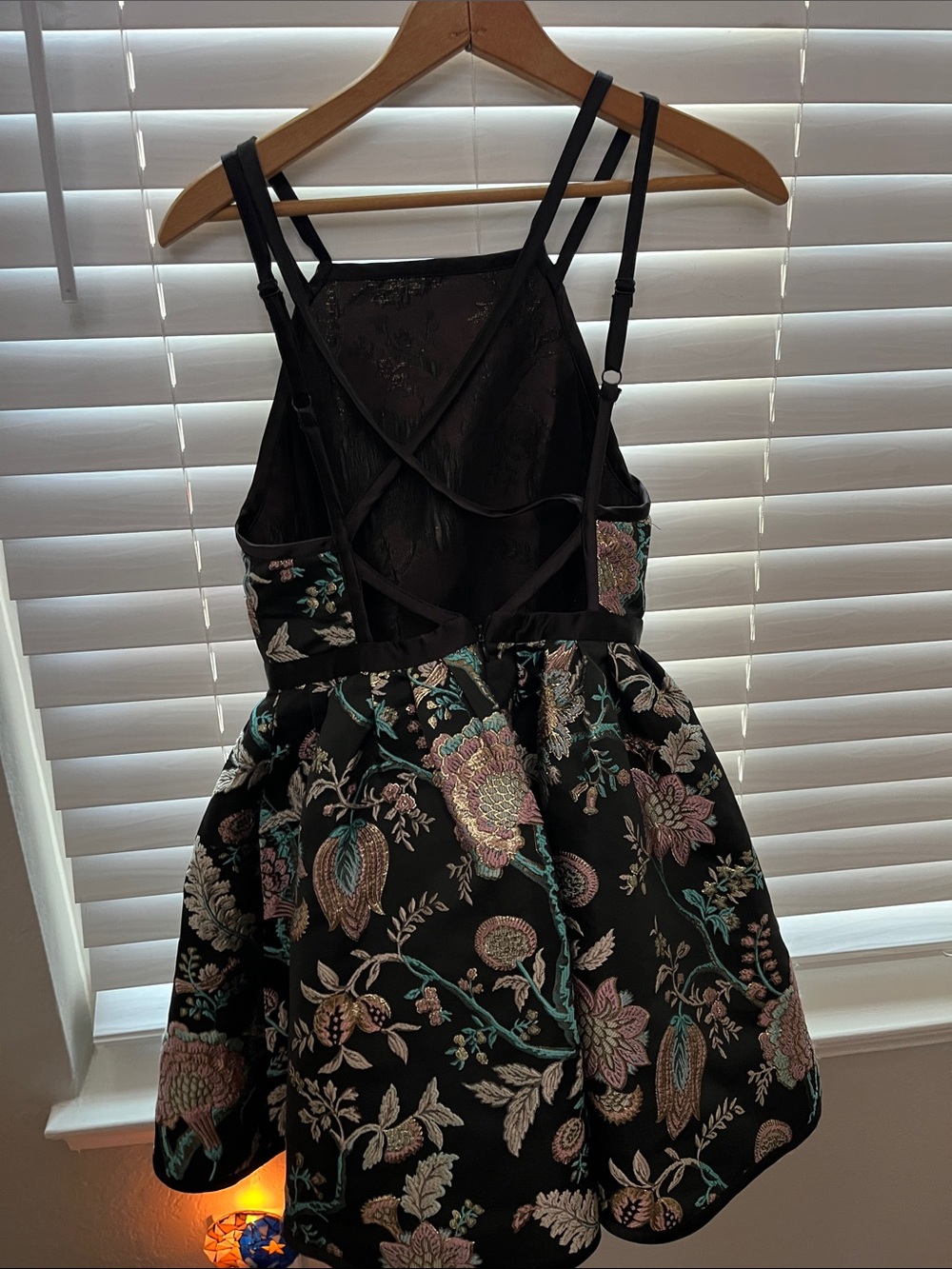 Kimchi Blue Black Floral Embroidered Strappy Fit-and-Flare Dress - Picture 2 of 5